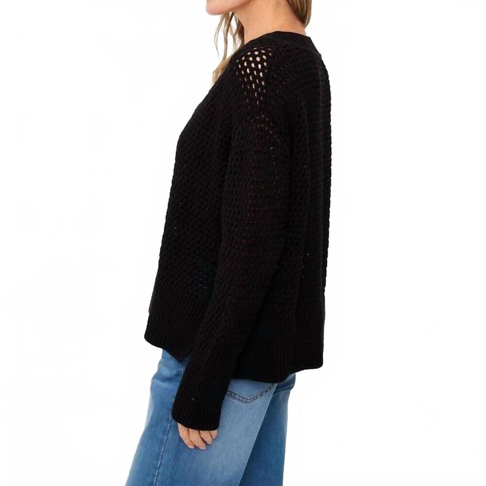 NEW SIX/FIFTY cameron crochet sweater top in black - Picture 2 of 3